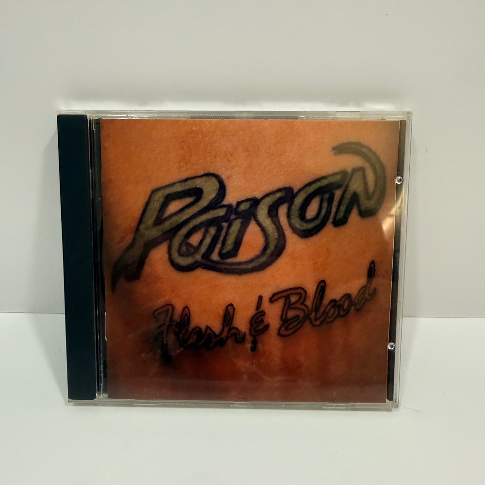 Poison Flesh & Blood CD Album OS Multi Good 1990 Glam Metal Rock CDP-591813